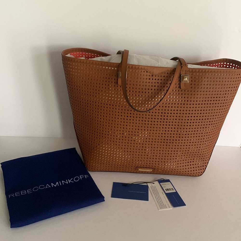Rebecca Minkoff Everywhere Tote Perforated Leather in Cognac